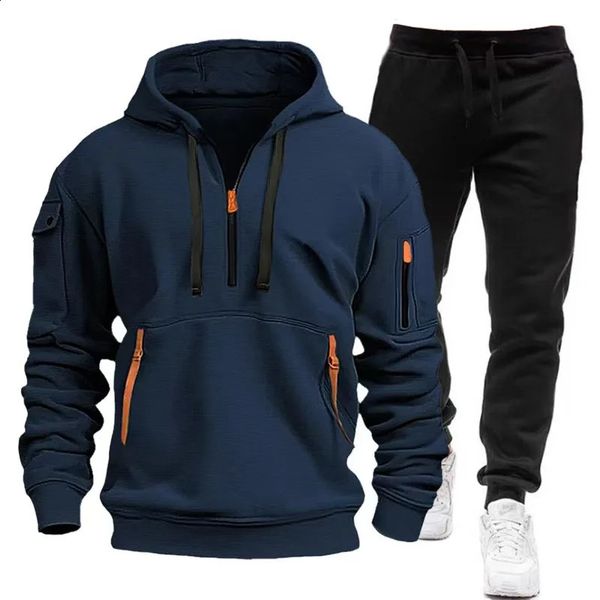 Moda Tracksuit para Men Hoodie Fitness Gym Clothing Men Running Set Sportswear Jogger Mens Ruacho de inverno Sports 241224