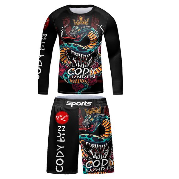 Boy Rashguards MMA Boxing T-shirt Kid&#039;s Jiu Jitsu Kickboxing 4Pcs-Suits Muay Thai Shorts Rash Guard Sports Gym Bjj Gi Jerseys