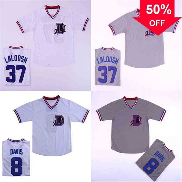Xflsp GlaC202 Hot Bull Durham #8 Crash Davis #37 Nuke&#039; LaLoosh Stitched Movie Baseball Jersey White GreyFree Shipping