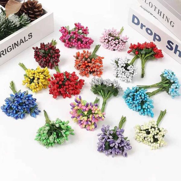 12-36-72-144Pcs Mini Stamen flower Artificial Flowers Craft Fake Flowers For Wedding Bouquet Party Box Scrapbooking Decor Y240801