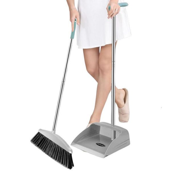 2024 Home Set: Plastic Broom & Dustpan with HDPE Dustpan, Pet Hair Broom, Multi-Purpose Cleaning Brush