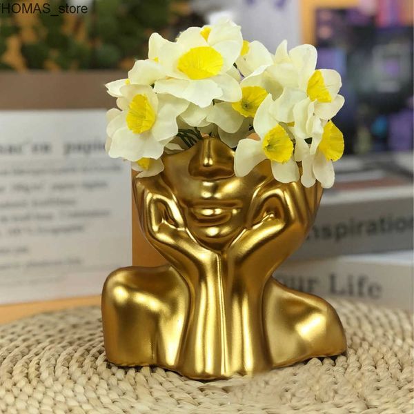 Planters Pots Resin Vase Gold White Black Human Body Shaping Art Flower Planter Personalized And Creative Home Decoration Handicrafts Orname