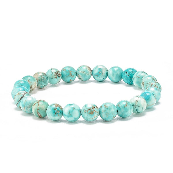 Natürliches Howlith-Stretcharmband mit runden Perlen