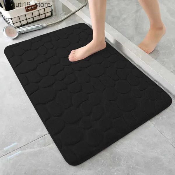 Bath Mats Anti slip carpet pebble embossed bathroom washbasin bathtub side floor carpet shower room door leaf memory foam pad J241206