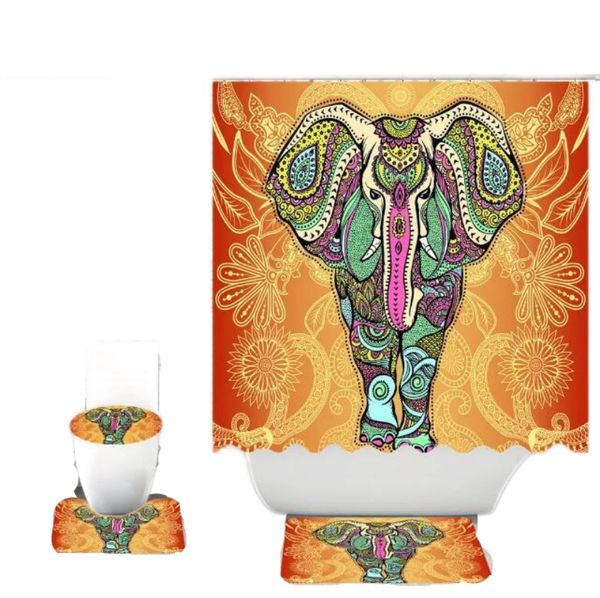 Bathroom Shower Curtain Elephant Creative Digital Printed Waterproof Washroom Bath Curtains Screen Home Decor With Hooks 1PC-Set