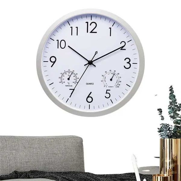 Waterproof clock 12 inch outdoor clock used for quiet courtyard quartz wall clock weather station clock temperature and humidity display M25