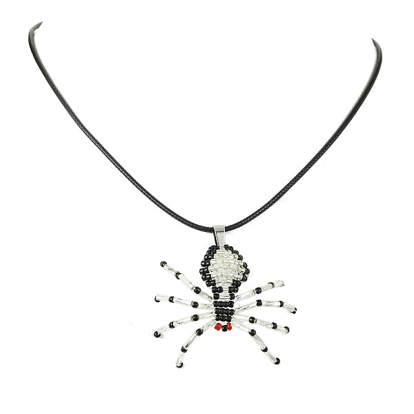 Collares con colgante de araña con cuentas de semillas de vidrio trenzado