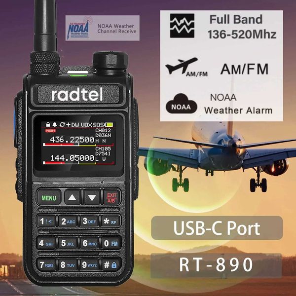 Walkie Talkie Radtel RT-890 Full Band Ham Radio Amateur 2 Way Radio 999CH Walkie Talkie AM Air Aviation Band Color Scanner Marine NOAA ScanL