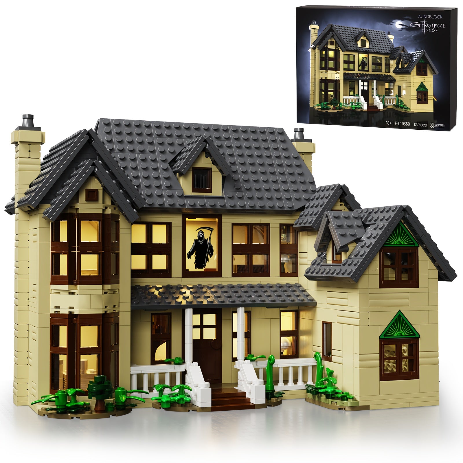 TEMU 1275pcs Popular Halloween Horror Building Castle Model Building Block Set Estate Decoration Abs Durable Material And Brand Compatible Christmas