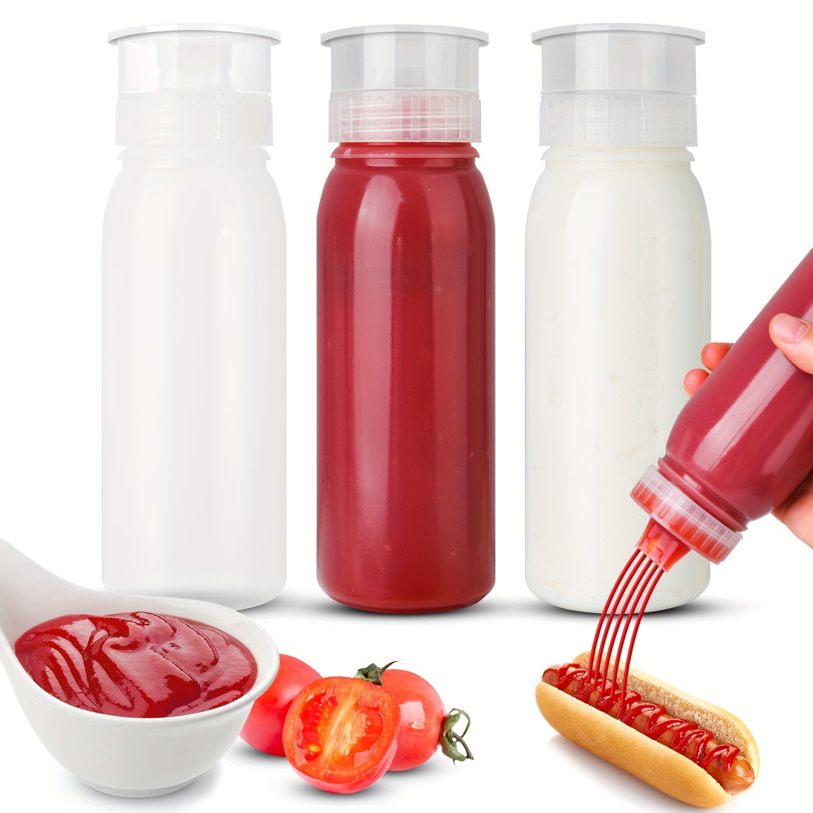 TEMU 1-3pcs, Condiment Squeeze Bottles, Squeeze Bottle, Plastic Condiment Squeeze Bottles With Squeeze Top, Kitchen Oil Bottle, Multifunctional Sauce