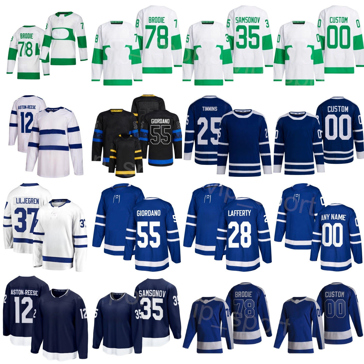 Alternate 2024 25 Hockey 64 David Kampf Jersey Men Kids Women 55 Mark Giordano 35 Ilya Samsonov 37 Timothy Liljegren 78 TJ Brodie 59 Tyler Bertuzzi