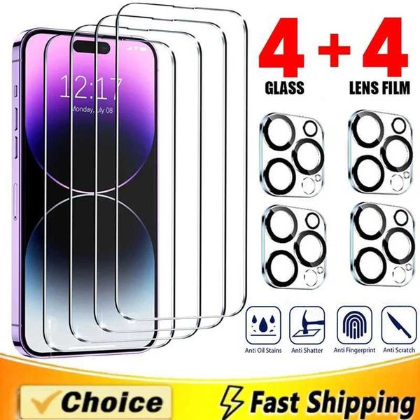 Cell Phone Screen Protectors 8-in-1 Tempered Glass for IPhone 15 13 11 12 14 Pro Max 13Mini 16 Pro Screen Protector for IPhone X XR XS MAX C
