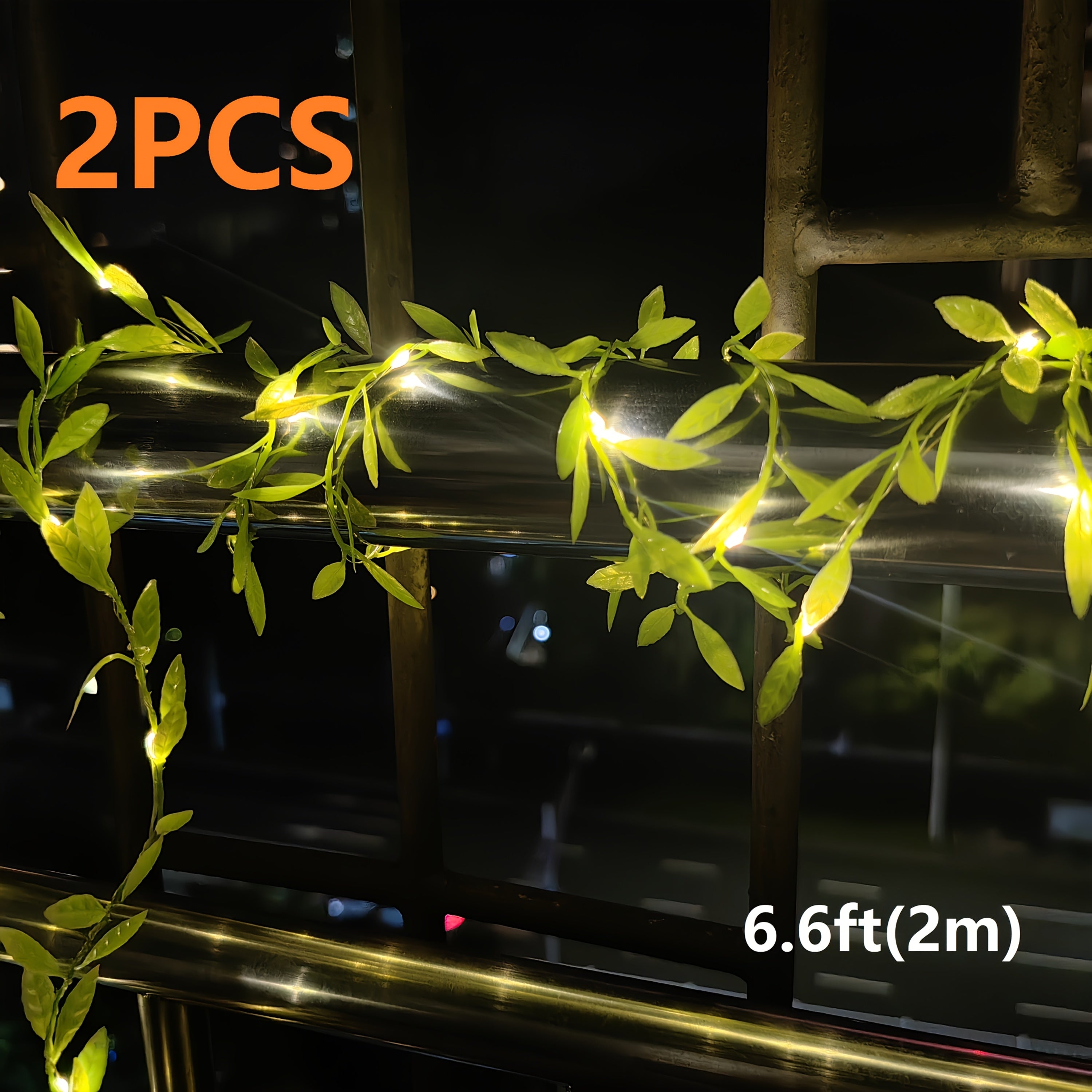 TEMU 16ft-6.6ft Green Fairy Lights - Led Vine Garland With Warm White Bulbs, Battery-powered (no Included) - Hanging Lights For Wedding, Christmas