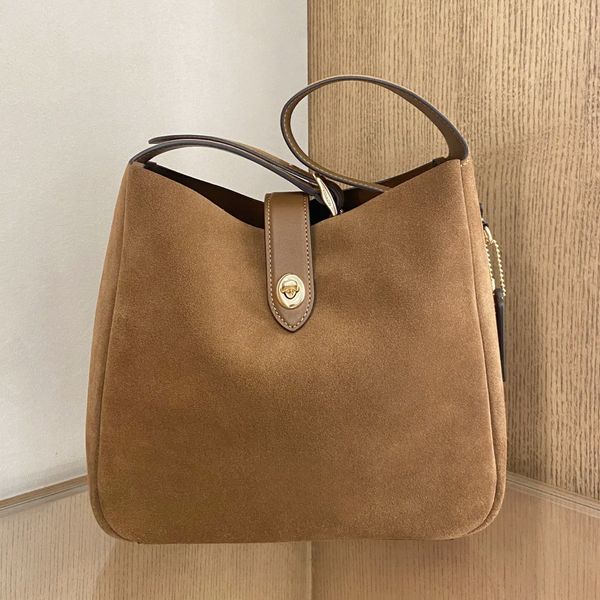 Free ship Brown hadley Shoulder bag 10a Designer Bags Luxury leather Suede handbag Hobo tote bucket bag Fashion shopping clucth winter cross