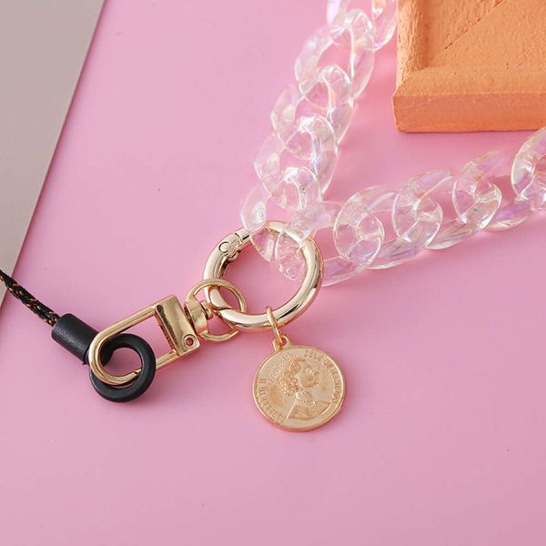 ddmygifts New Ins style alloy keychain with dreamy rainbow acrylic mobile phone chain, girl&#039;s pericardium pendant A