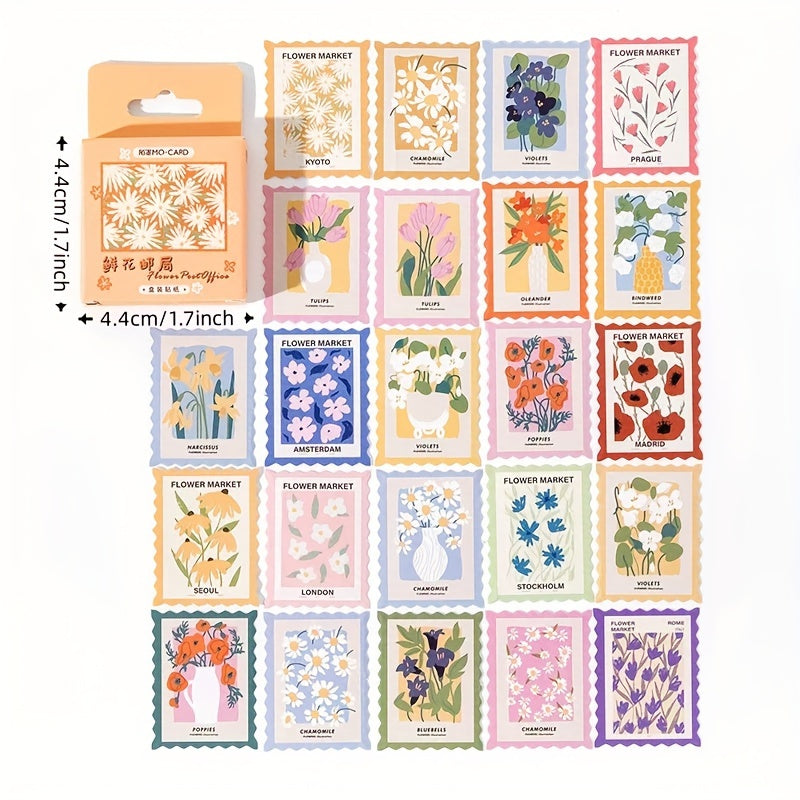 TEMU 46pcs-box Flower Pattern Decorated Sticker For Scrapbooking Label, Diary, Stationery, Photo Album, Mobile Phone, Diary Notebook