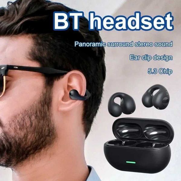 Headset NEW 5.3 Wireless Bone Conduction phones T75 Clip Ear Music Noise Canceling set HD Call Sports Gaming Earphone Z241106