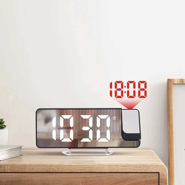 180 rotation projection alarm clock temperature date night nap table clock 12-24H USB projector digital clock Y250111
