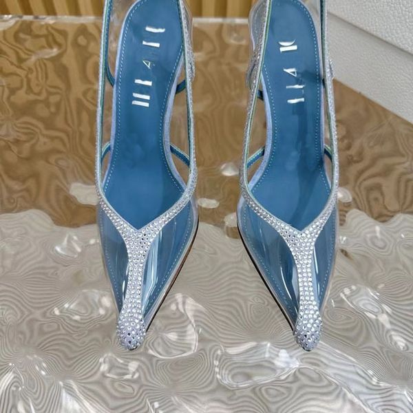 Transparent pointed high-heeled sandals, leather sandals, calf leather leather heels, high-heeled shoelaces, box 35-41