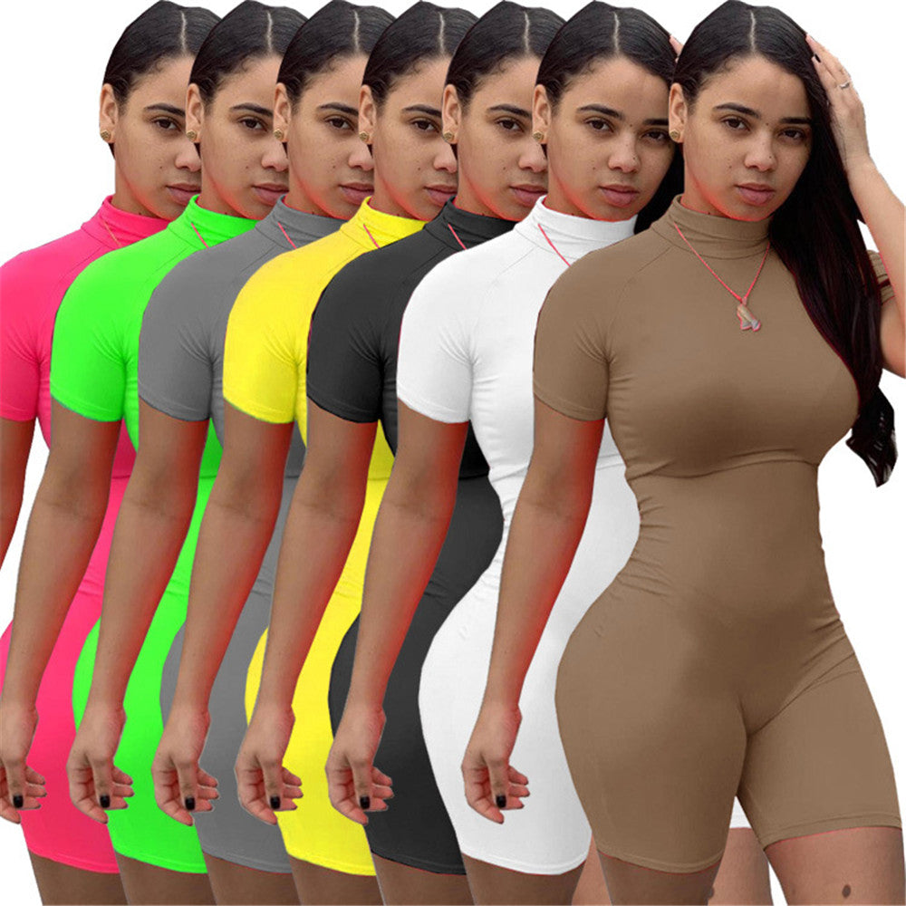 Designer Summer Short Sleeve Rompers Spring Women Bodycon Jumpsuits Casual Solid Skinny Playsuits One Piece Outfits Female Silm Overalls Clothing 81
