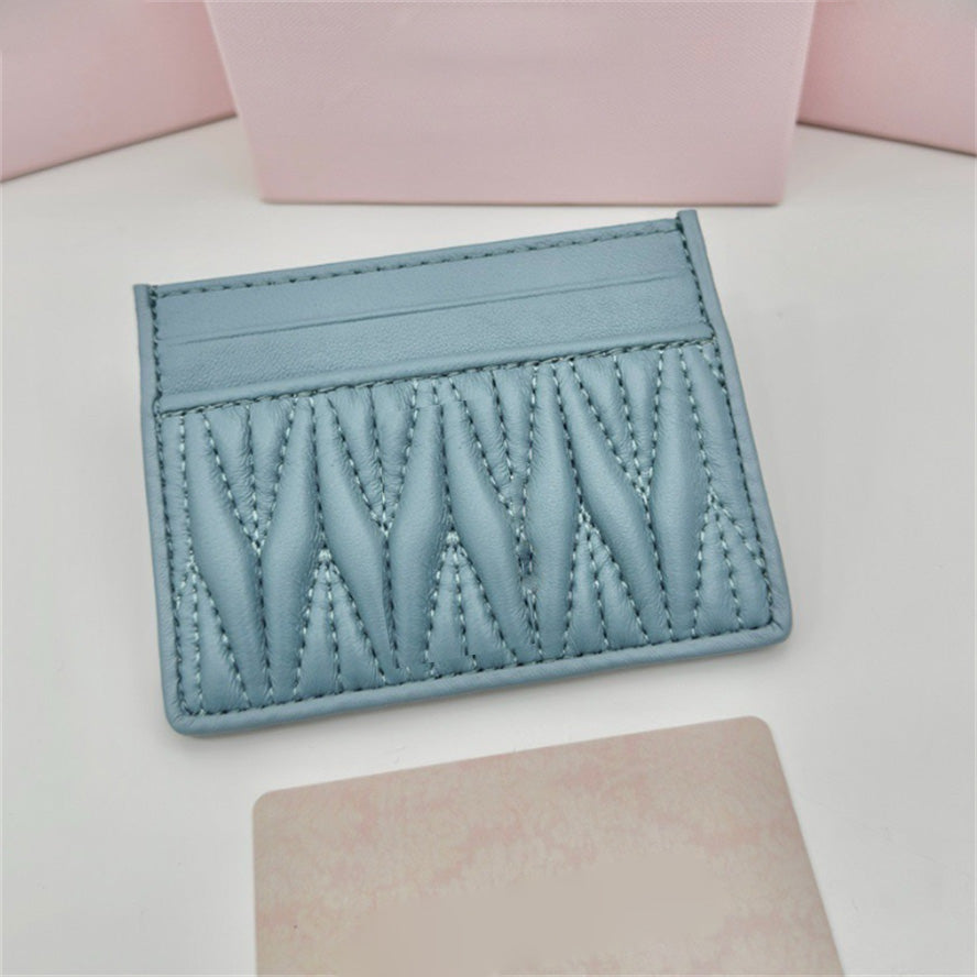 Luxury Designer Matelasse Nappa Leather Card Holder Lambskin Fashion Lady Purse Cosmetic Bags Size 8x10.5cm