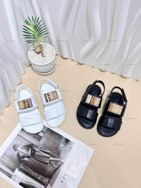 New baby Sandals Kids shoes Cost Price Size 26-35 Including cardboard box Rectangular metal plaque decoration child Slippers