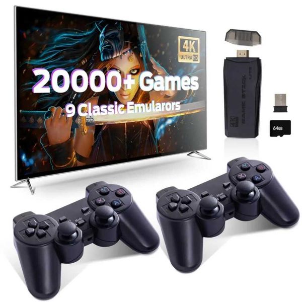 4k Game Stick 20000 Games Video Game Console Emuelec 9 Emulator Retro Gaming Machine HD TV Stick With Wireless Gamepad Control Y240808