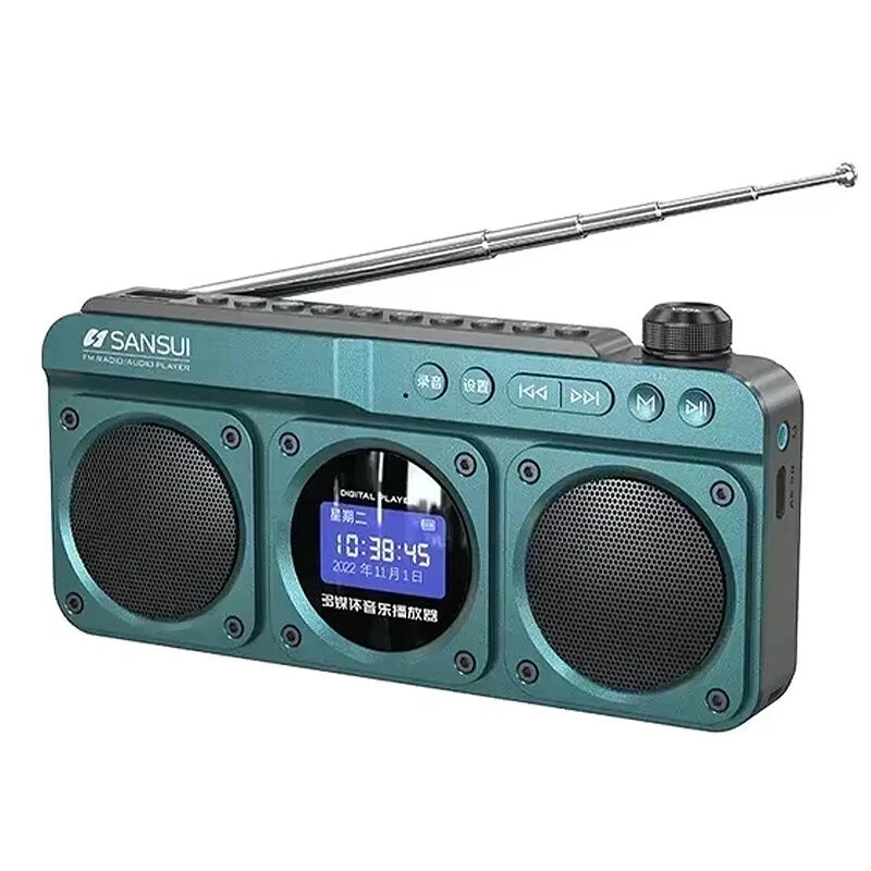 SANSUI F28 Dual Speaker Wireless bluetooth Radio with Bass Diaphragm Digital Display Support U Disk TF Card Headphones P