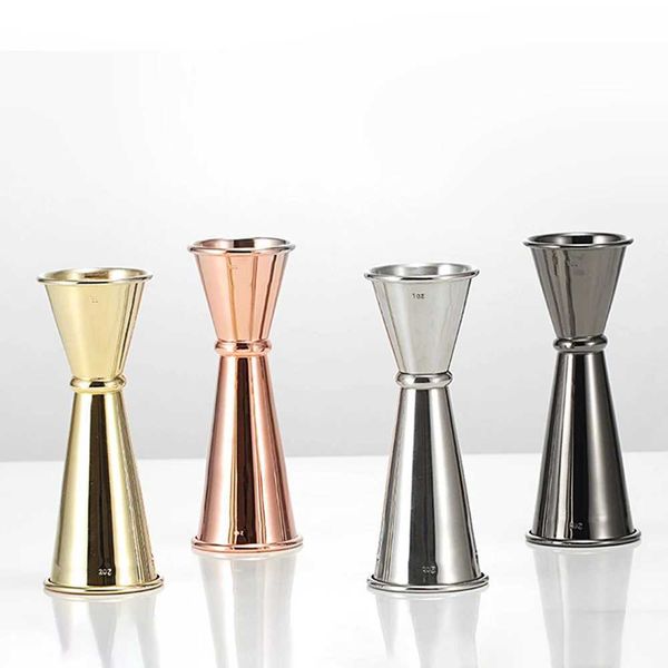 15-60ml new dual lens stainless steel measuring cup cocktail shaker beverage spirit measuring swinging kitchen bar bar tools W240827