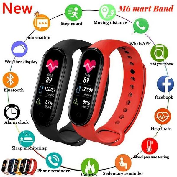 Hot Sale M6 Smart Wah Mens Fitness Tracker Smartwah Blood Pressure Monitor Fitness Belt iOS Android Smart Bracelet T241114