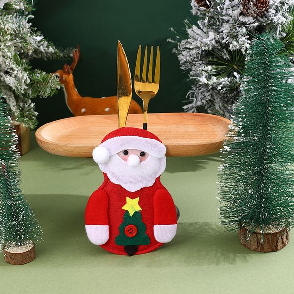Wholesale Cutlery Holders Fork Knife Spooon Tableware Covers Holder Bag Xmas Tree Party Dinner Table Decor Christmas Decorations 0606
