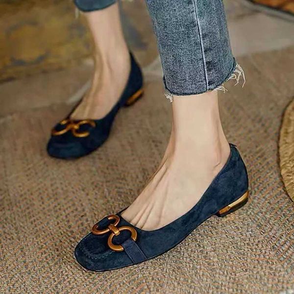 Dress Shoes New womens apartment artificial suede slider flat shoes womens boat shoes metal gold boots dress shoes office patos Mujer Spring