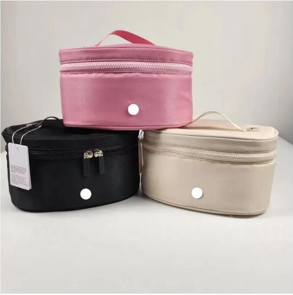 Women Makeup Handle Oval Top Access Stuff Sacks Cosmetic Bags Mini Pochette Square Designer Vintage Nylon Pink Wash Toiletry Hand lululies l