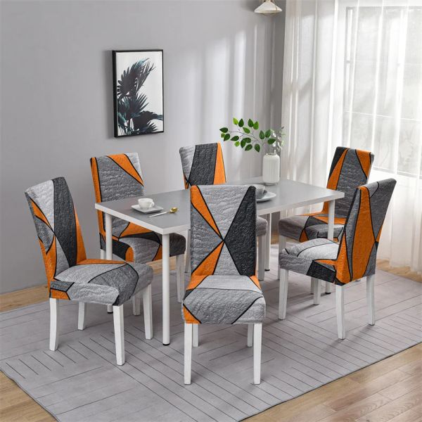 1PC Geometric Spandex Chair Covers Stretch Dining Room Seat Cover Elastic Chair Protective Case for Restaurant Wedding Banquet