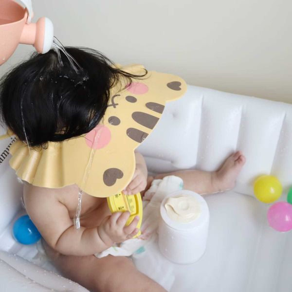 Shower Caps New shower Waterproof Children&#039;s water cap baby shampoo magic adjustable H240826