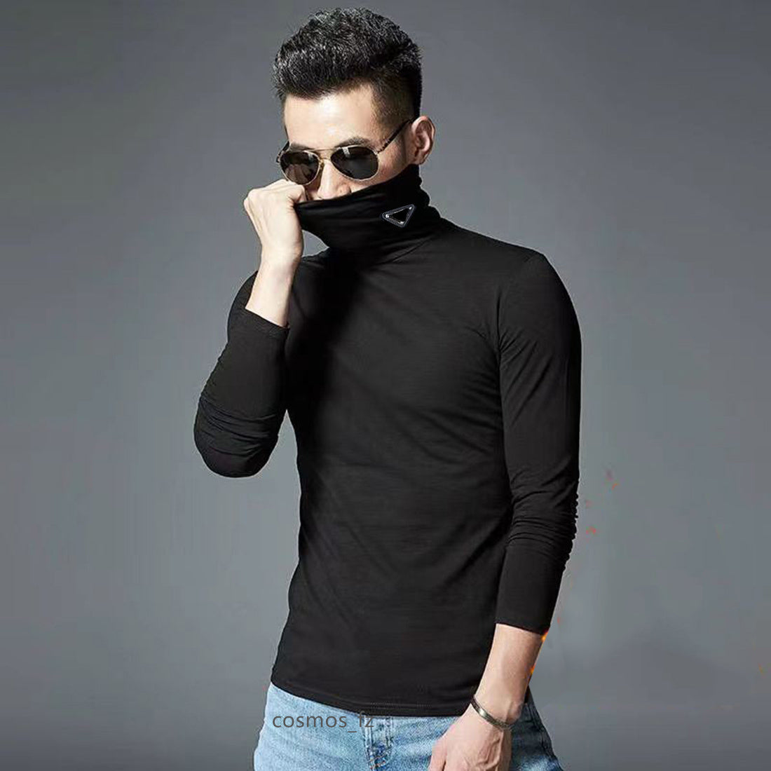 Man T-Shirts Long Sleeves Blouses Shirts Designer Hoodie Turtleneck Top Shirt High Neck Budge Tees Cotton Breathable Tops M-5XL