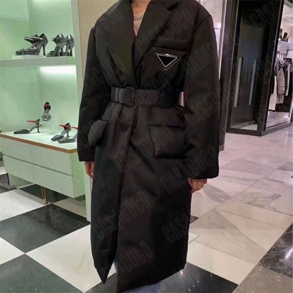 Long Women Clothing Designer Trench Casacos Jaqueta acolchoada Marca de inverno Cotton Party Lapela Neck Coat for Woman Jackets