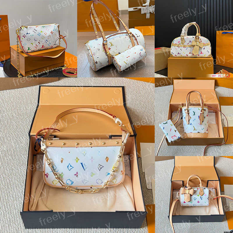 designer bags shoulder bag leather takashi murakami handbag baguette canvas women colorful bag fashion composite lady beach clutch tote woman bag pu