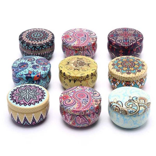 Empty box of incense candles tin jar with flowers handmade incense candles with spices natural soy wax home decoration Y250118