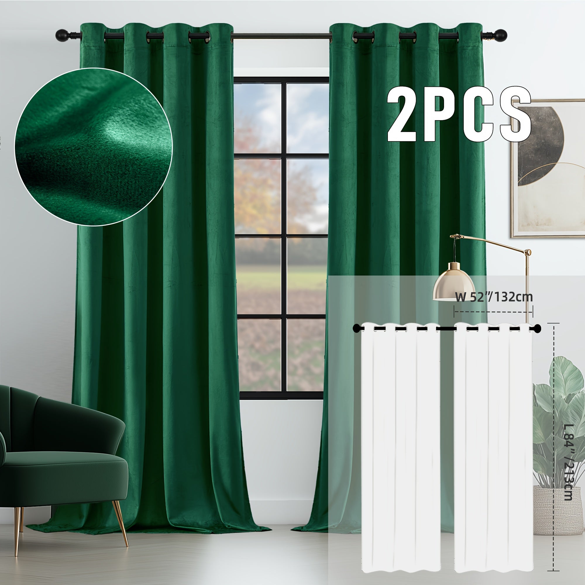 TEMU 2pcs Velvet Room Darkening Curtains, Thermal Insulated Curtains, Vintage Soundproof Curtains For Living Room, Bedroom, Elegant Soft Velvet