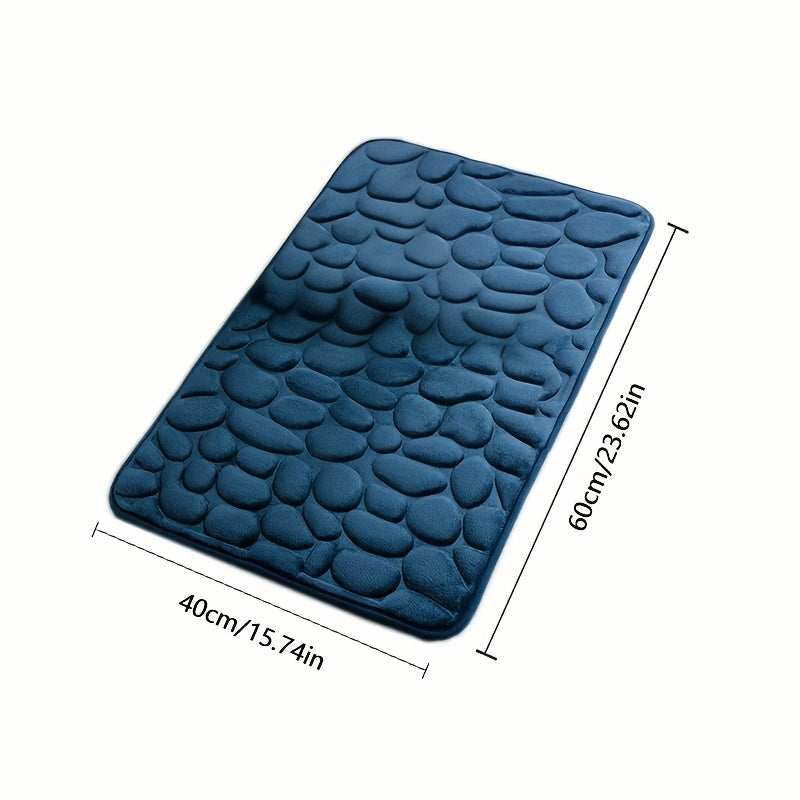 TEMU 1pc Soft Non-slip Bath Mat - Quick-dry, Memory Foam Floor Rug With Geometric Pattern For Bathroom, Bedroom, Kitchen - Washable, Pvc Backing