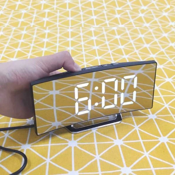 Curve digital alarm clock temperature adjustment nap table clock smart night clock mirror alarm clock Y250111