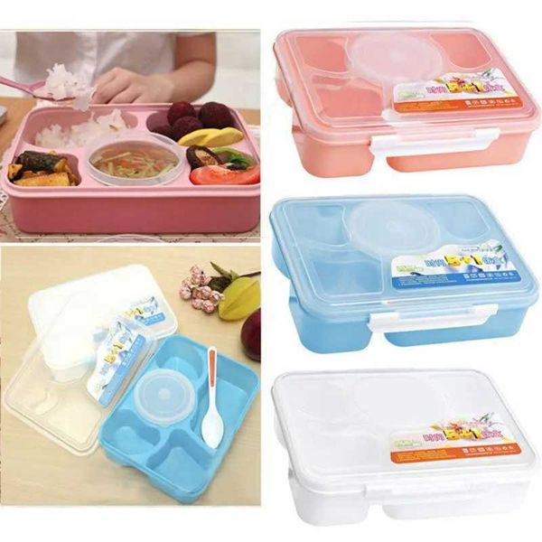 Japanese Kids Lunch Box With Compartment Cup Portable Leak-Proof Food Container Storage Plastic Microwave Bento BoxM240807