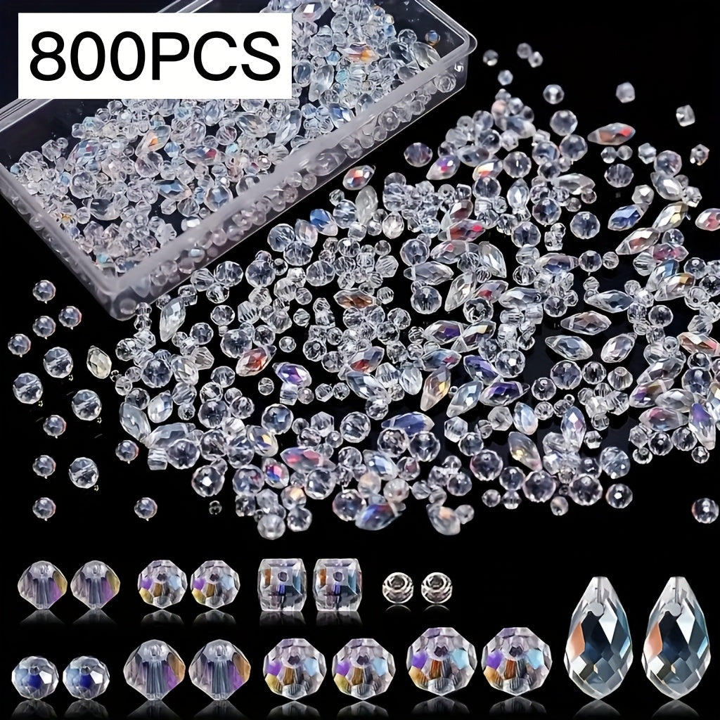 TEMU 250-500-800pcs, Bulk Ab Clear Glass Beads - Your In , Earrings, Bracelets And Necklaces, Perfect For Handicrafts