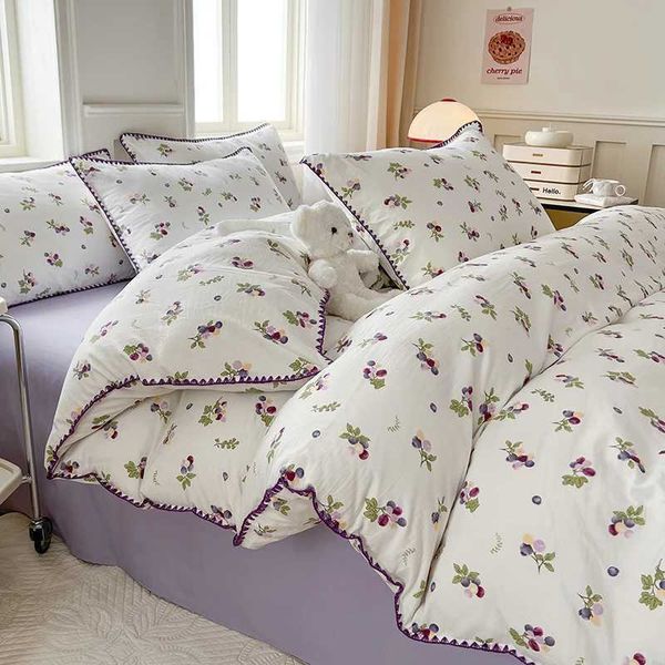 Bedding sets Purple grape double-layer yarn duvet cover bedding pillowcase double size bedding womens down duvet cover without filling J2405