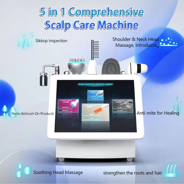 5 in 1 Touchscreen 200X Follicle Detection Analyzer Hair Care High Frequency Microcurrent Vibration Massage Anti-hair Loss Scalp Physiothera