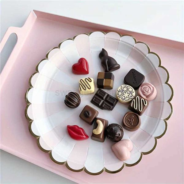 5PCS Chocolate Resin Art 3D Cute Refrigerator Magnets Home Decor Fridge Magnet Set Plastic Rectangle Shape Kitchen DecorationXJ240809