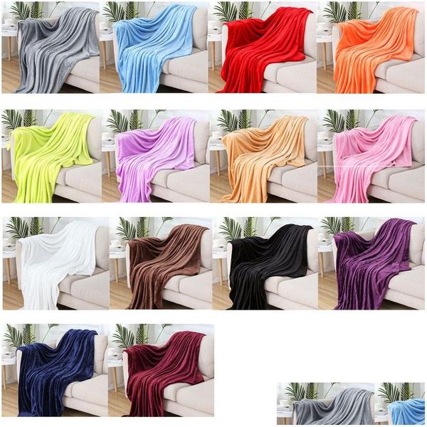 Blanket Fleece Throw Lightweight For Sofa Bed Cam Thermal Towel Winter Warm 150X200Cm Drop Delivery Home Garden Textiles Dhfwj