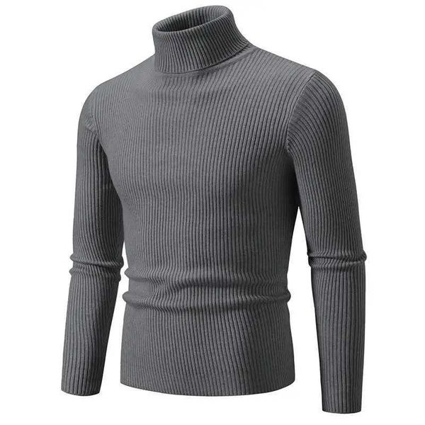 2023 Mens Autumn-Winter High Collar Bottom Shirt Ultra Thin Fit Long Sleeve Knitted Sweater Trend Mens Sweater W240911