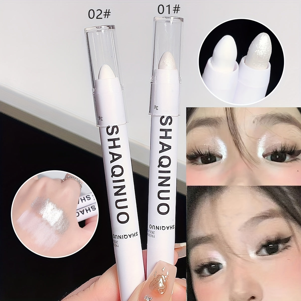 TEMU 2pcs Facial Highlighter Pens - & For Eyes & Nose - Lightweight, High Quality, Brightens & Features - Festivals, Parties, And Holiday Makeup